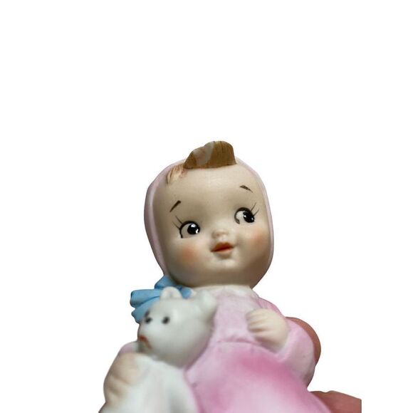 Vintage Lefton porcelain girl with teddy bear figurine - Picture 7 of 7